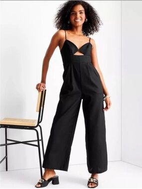 Sleek Black Wide-Leg Cutout Jumpsuit